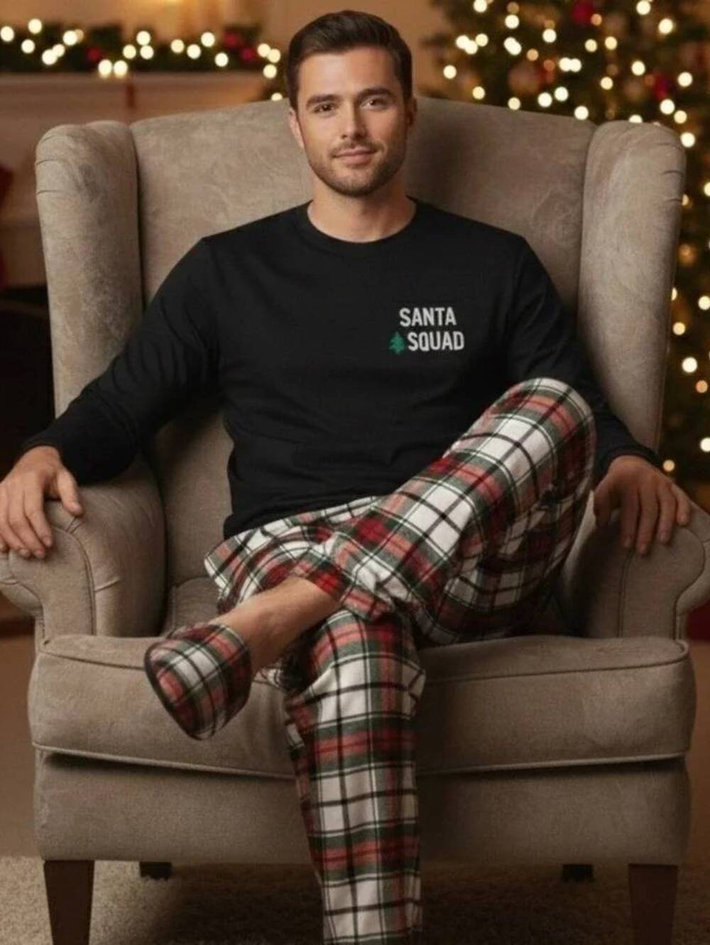 NEW North Pole Trading Co Medium Santa Squad Christmas Red Black Plaid Sleepwear